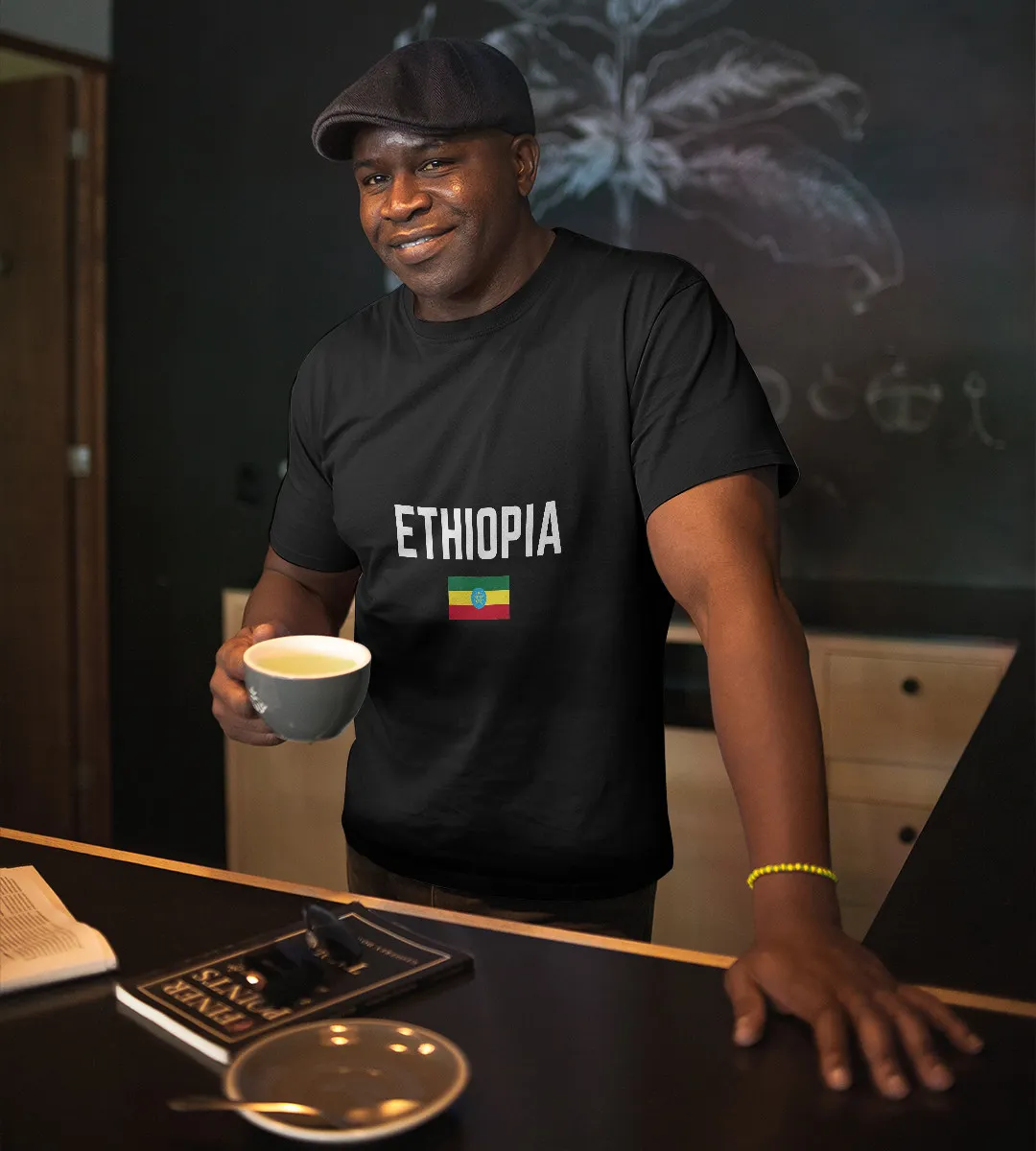 1sttheworld T-Shirt - Ethiopia Flag T-Shirt Black A35