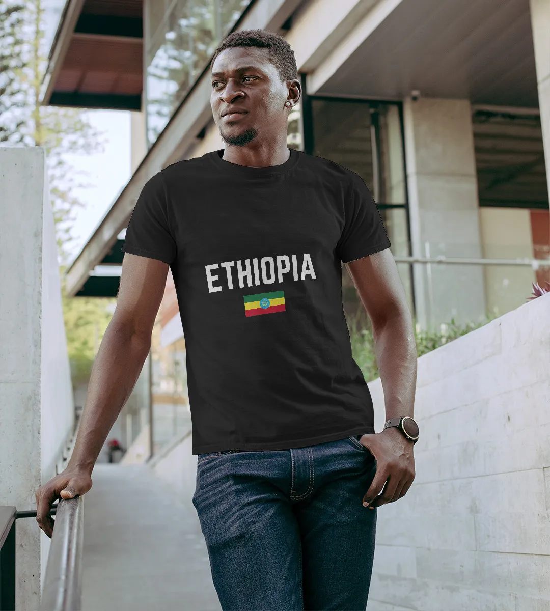 1sttheworld T-Shirt - Ethiopia Flag T-Shirt Black A35