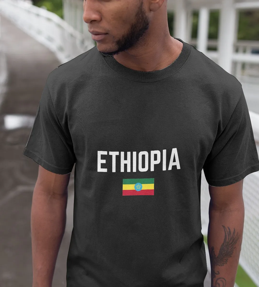 1sttheworld T-Shirt - Ethiopia Flag T-Shirt Black A35