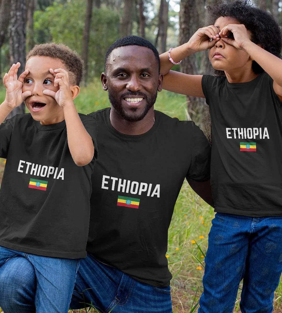 1sttheworld T-Shirt - Ethiopia Flag T-Shirt Black A35