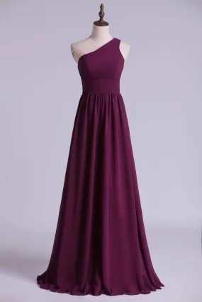 2024 Bridesmaid Dresses A Line One Shoulder Floor Length With PJRHX2R7