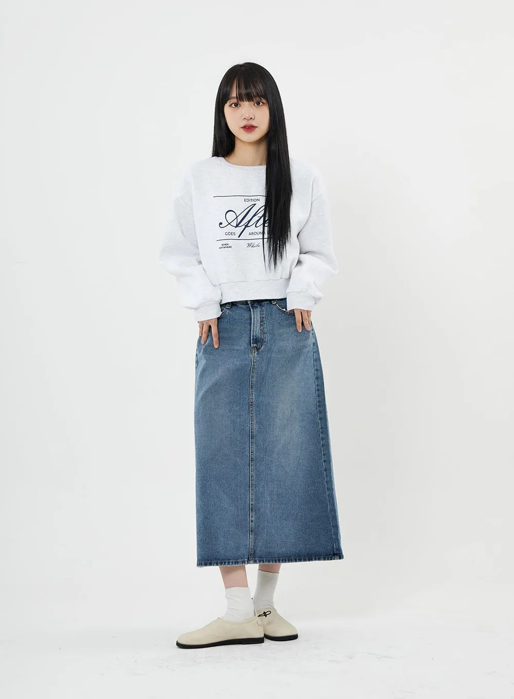 A-Line Long Denim Skirt BN08