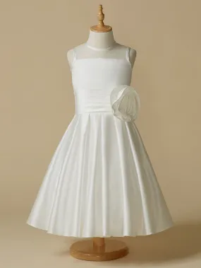 A-Line Taffeta Sleeveless Jewel Neck First Communion Short Flower Girl Dresses