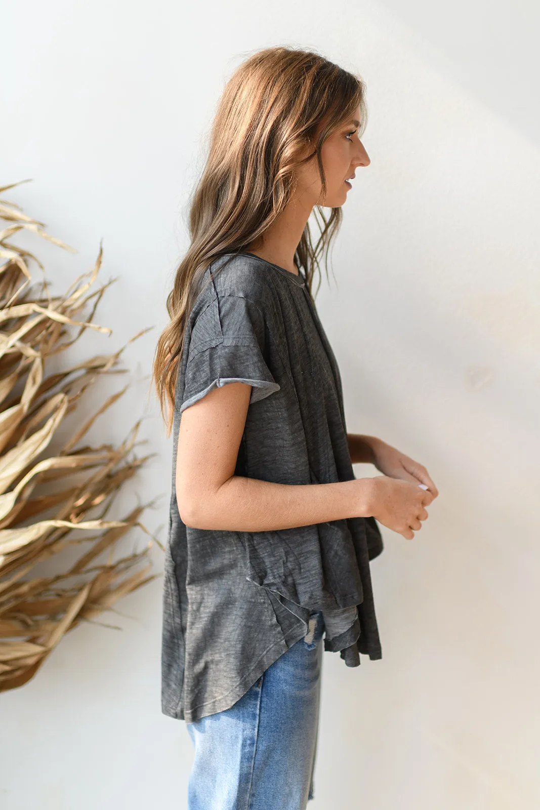 a-line washed knit top