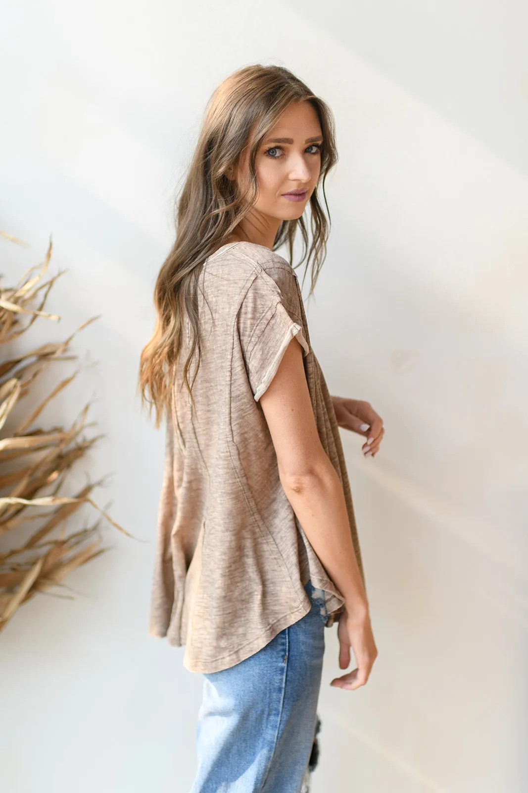 a-line washed knit top