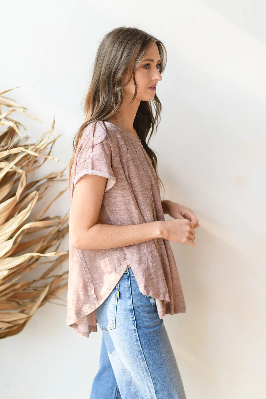 a-line washed knit top