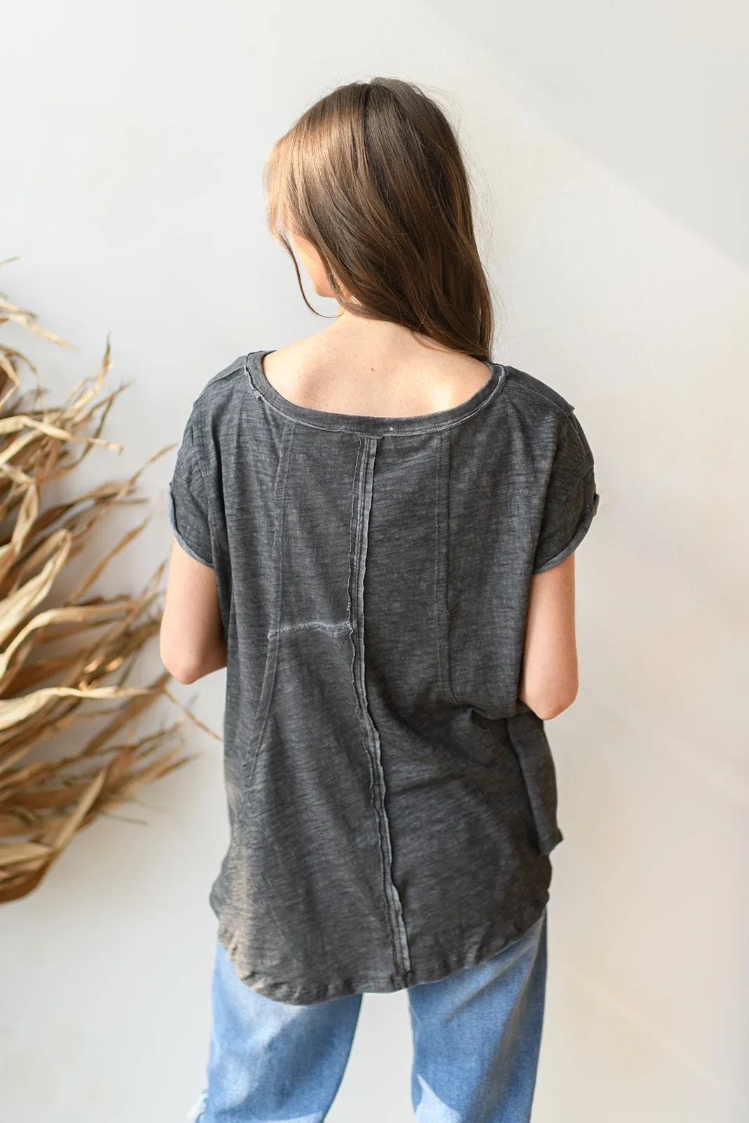 a-line washed knit top