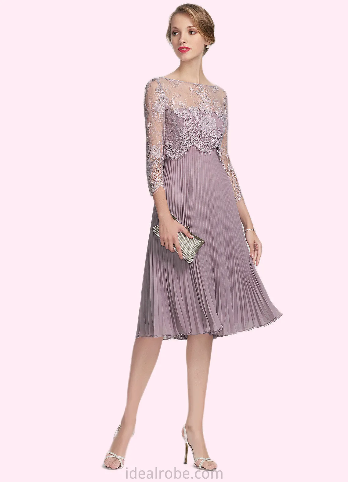 Aaliyah A-Line Sweetheart Knee-Length Chiffon Mother of the Bride Dress With Pleated STK126P0014823