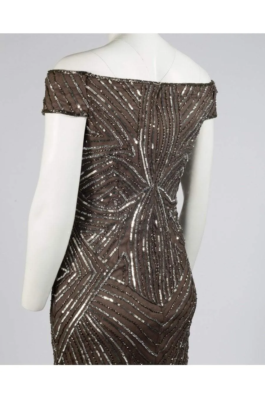 Adrianna Papell - AP1E201100 Sequined Off-Shoulder Sheath Dress