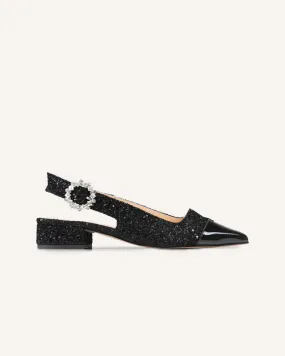 Alicia Black Glitter Flats