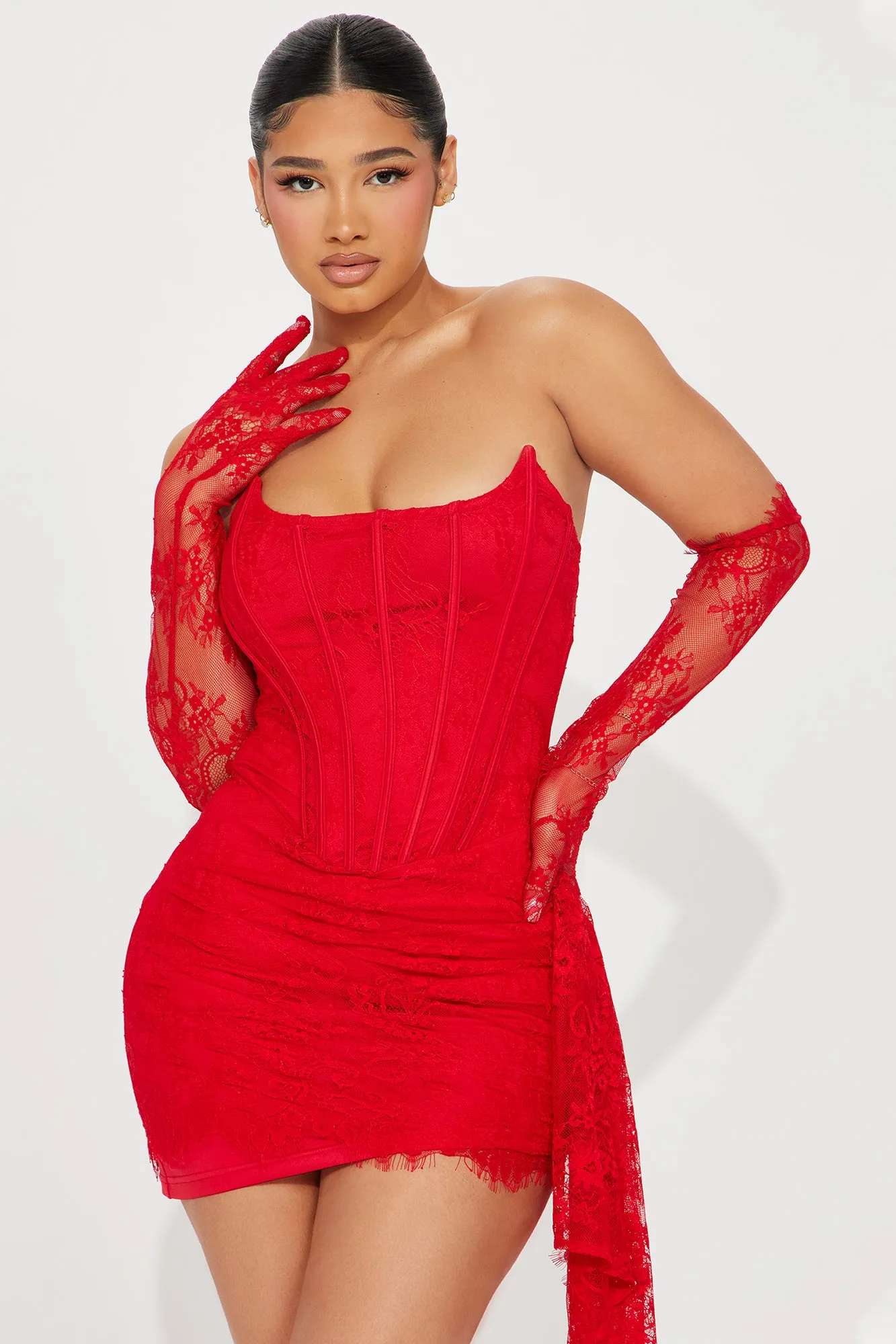 Always Sweet Corset Mini Dress Set - Red