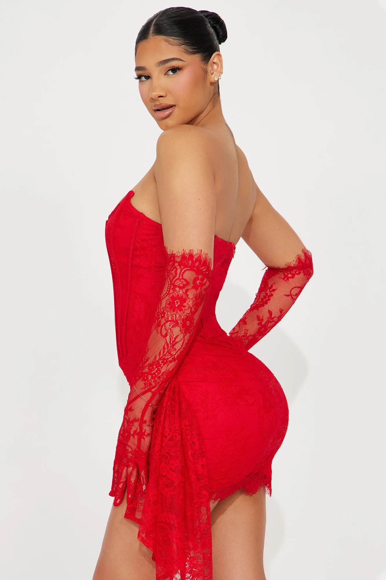 Always Sweet Corset Mini Dress Set - Red