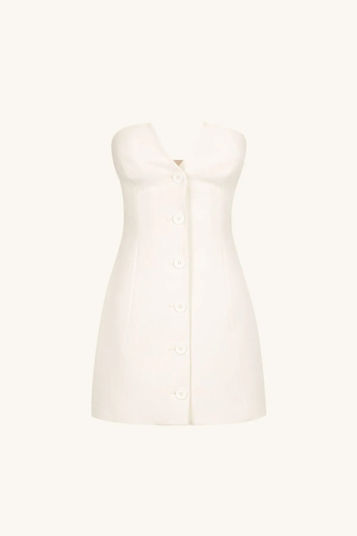 AMURA STRAPLESS BUTTON UP MINI DRESS - CREAM