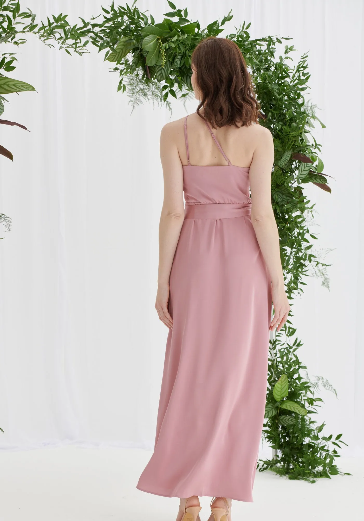 Aria One Shoulder Maxi Dress - Dusky Pink