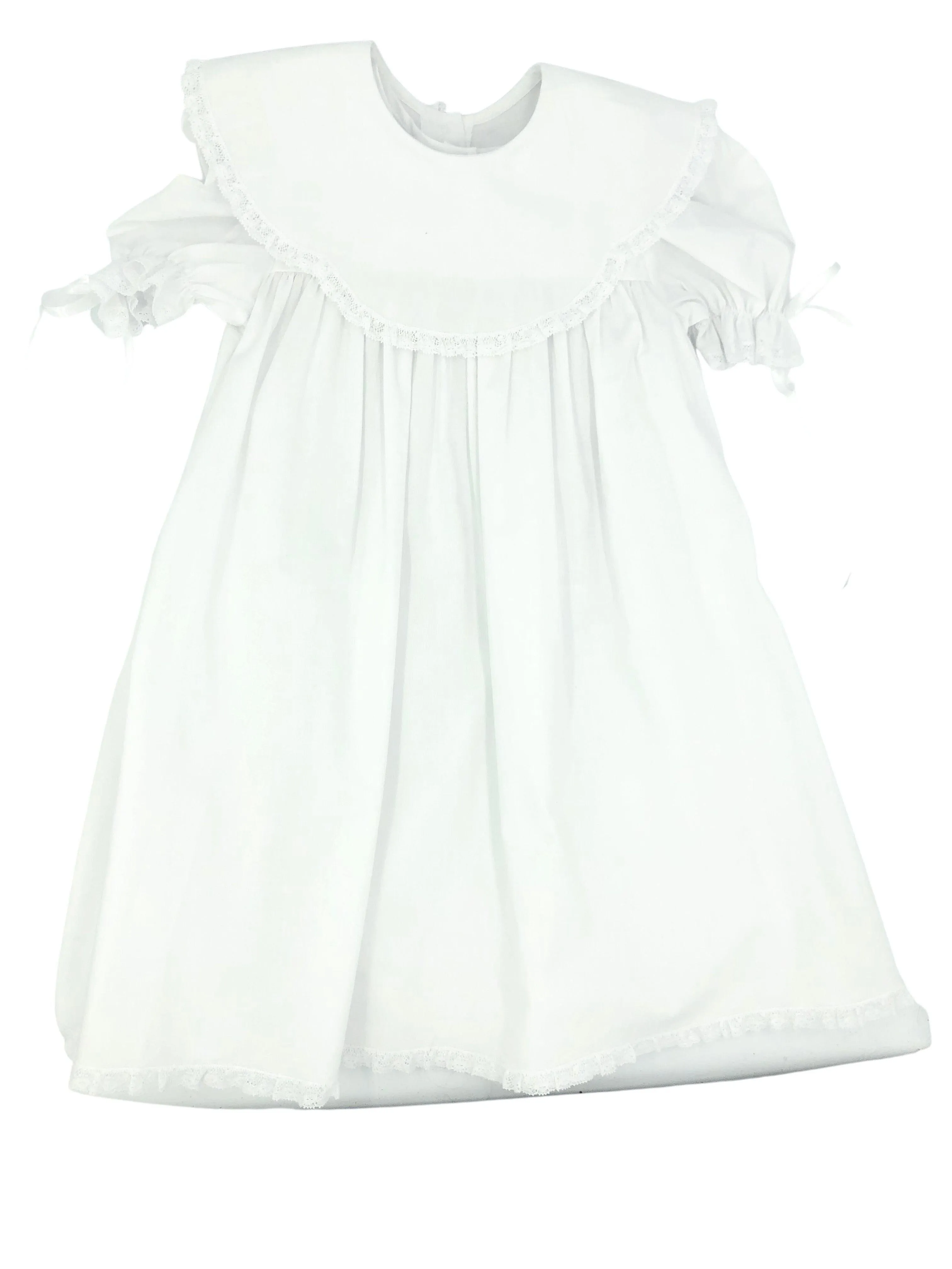 Auraluz White Lace Dress with Bib Lace Collar