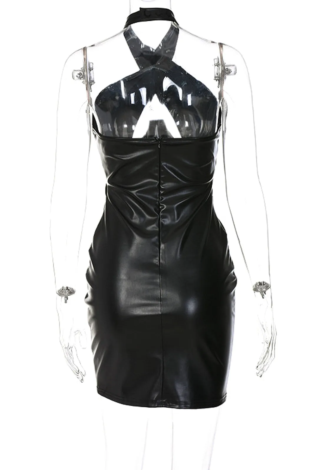 AVA - LEATHERETTE CORSET BODICE DRESS