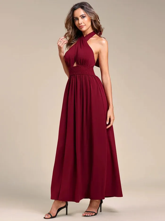 Backless Halter Neck Evening Dress