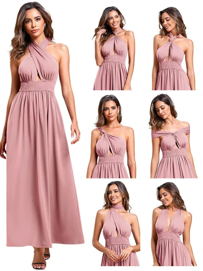 Backless Halter Neck Evening Dress