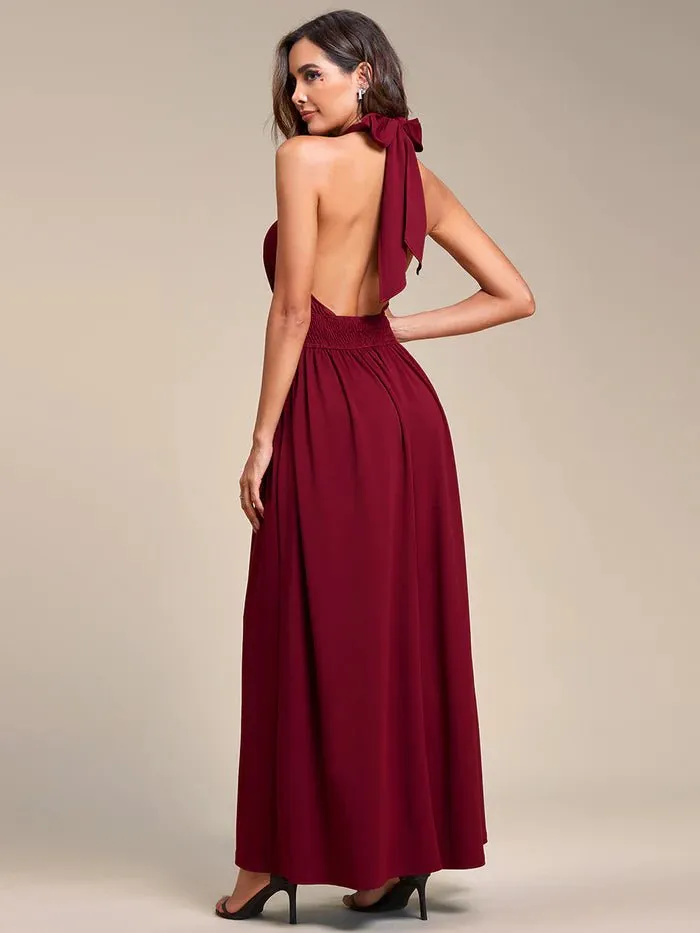 Backless Halter Neck Evening Dress