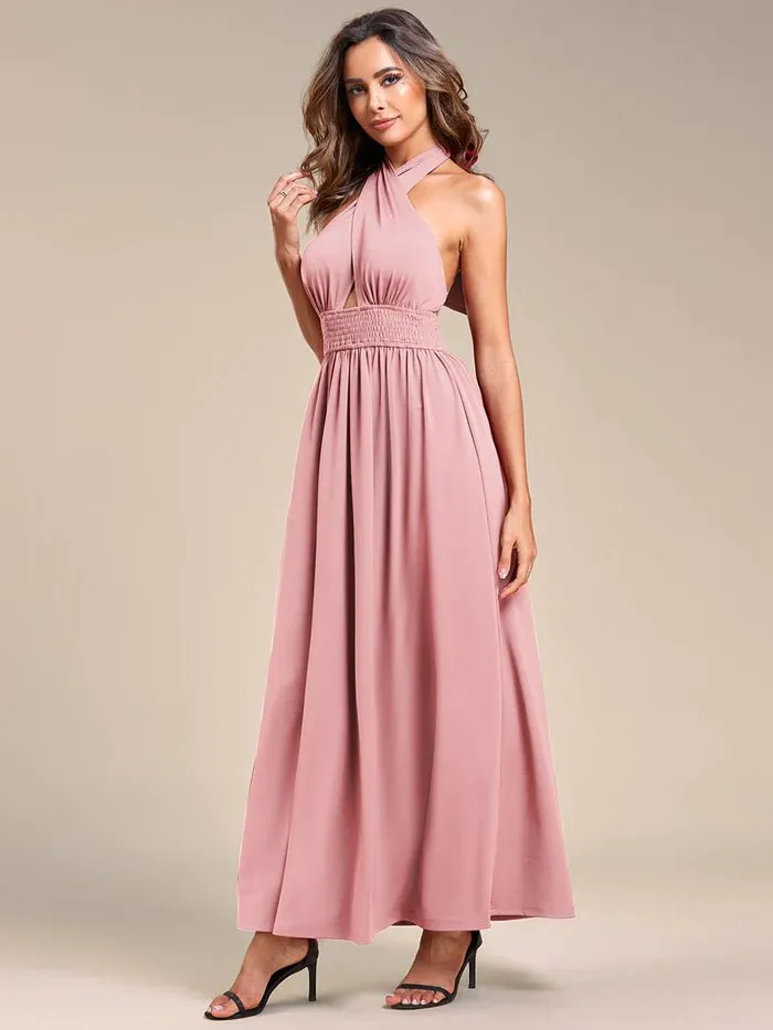 Backless Halter Neck Evening Dress