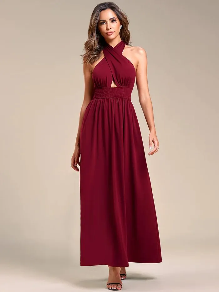 Backless Halter Neck Evening Dress