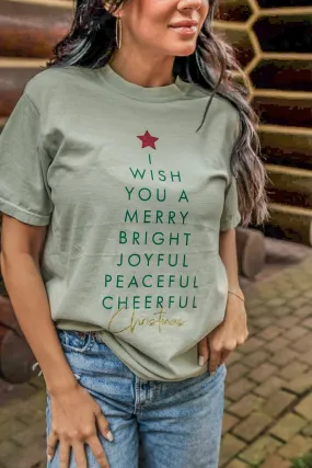 Bay {I WISH YOU A MERRY, BRIGHT, JOYFUL... CHRISTMAS} Glitter Crew Neck Tee