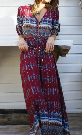 Best Holiday Boho Slit Maxi Dress