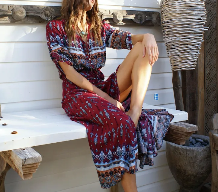 Best Holiday Boho Slit Maxi Dress