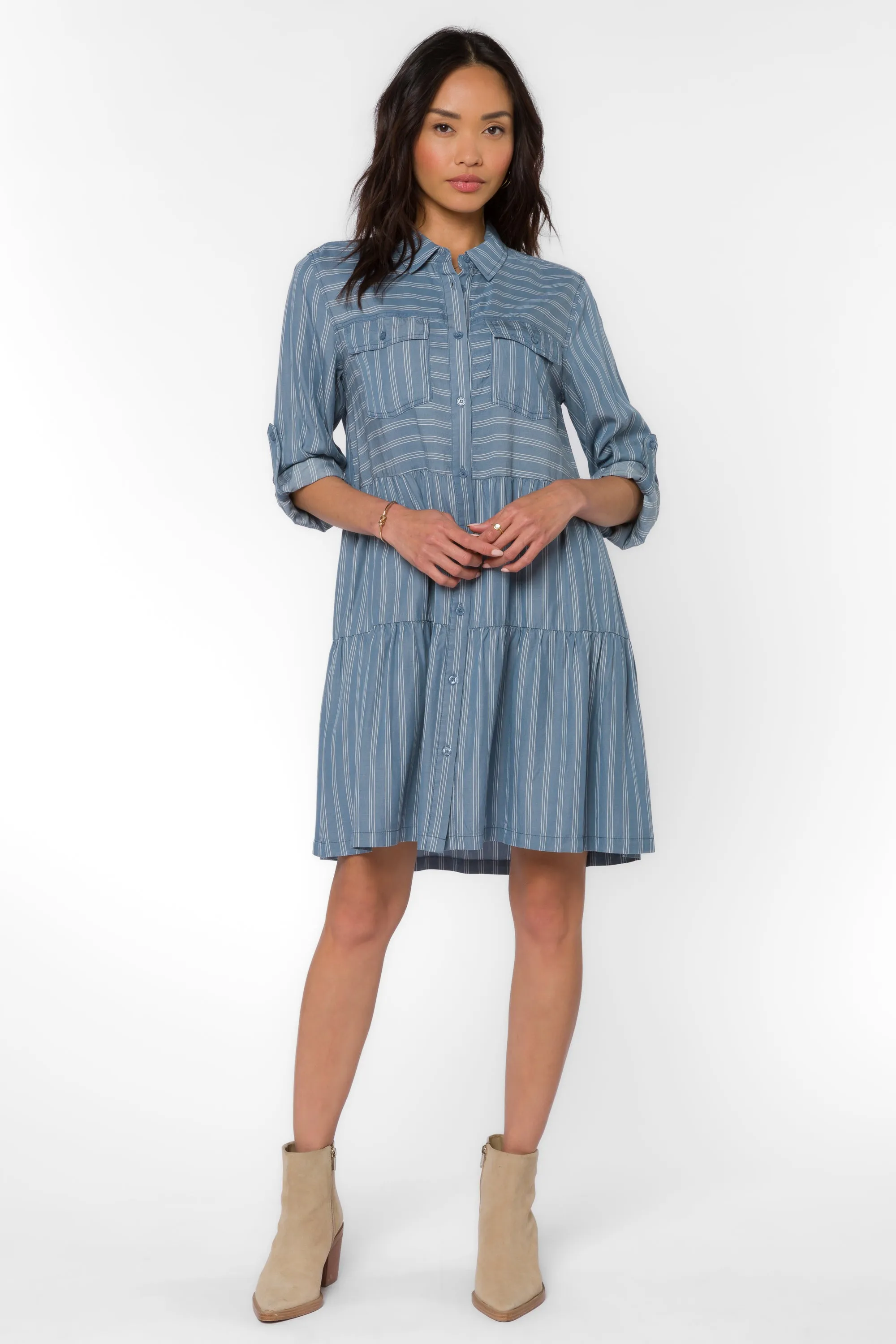 Bree Blue Spruce Stripe Dress