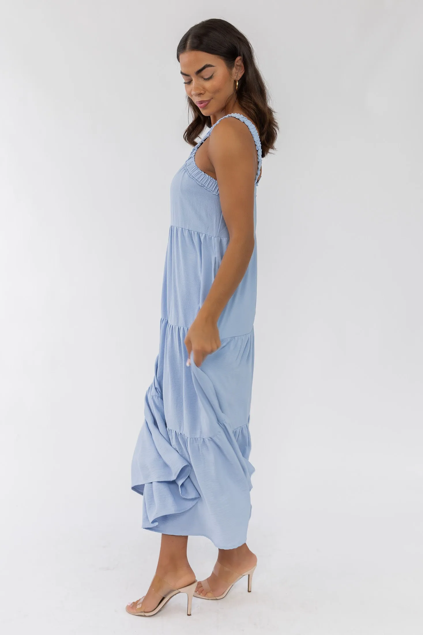 Brenna Blue Halter Maxi Dress