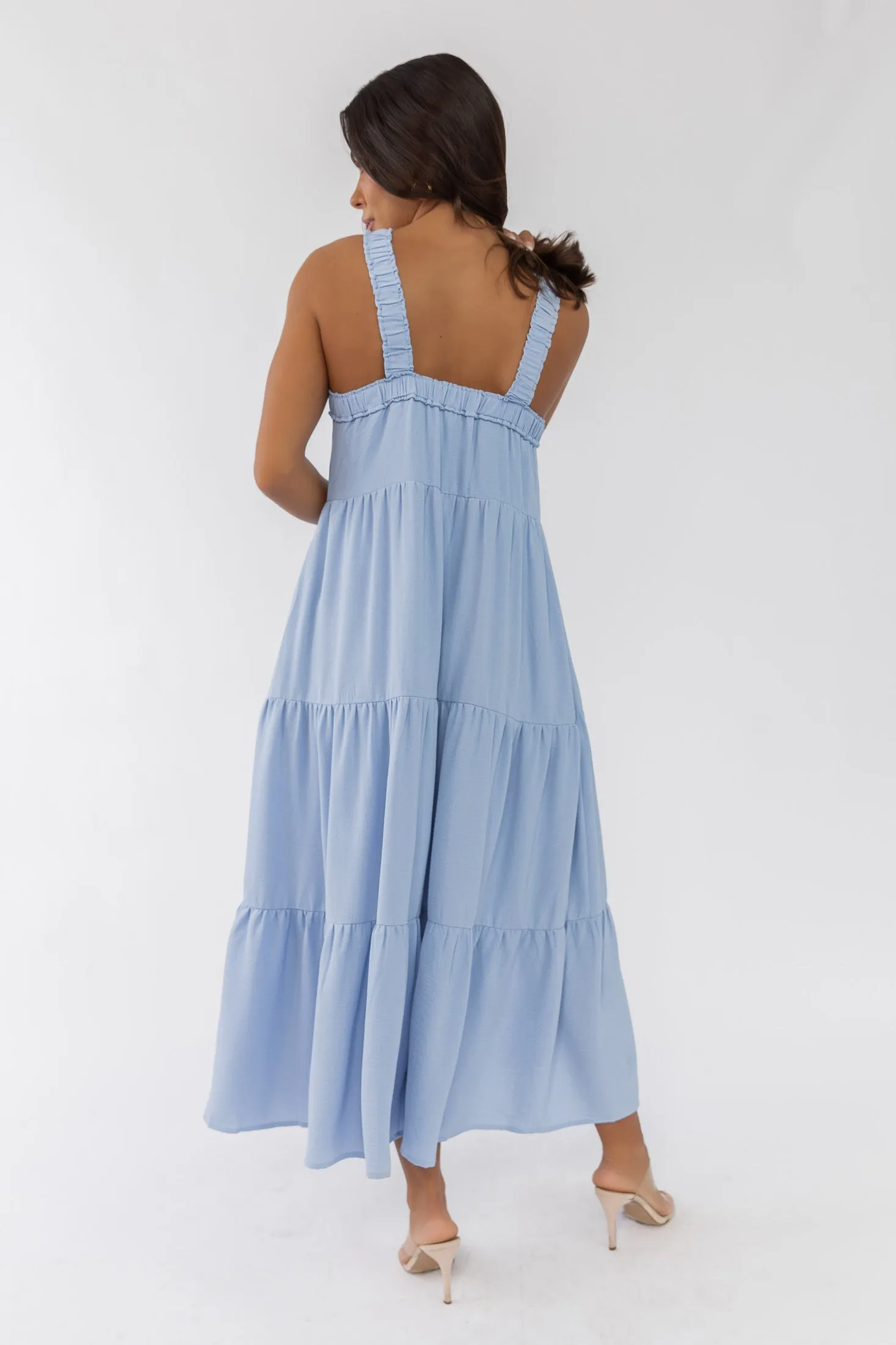 Brenna Blue Halter Maxi Dress