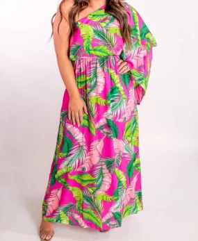 Brooklynn Tropical One Shoulder Dress