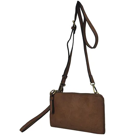 Brown Faux Leather NGIL Crossbody/Wristlet