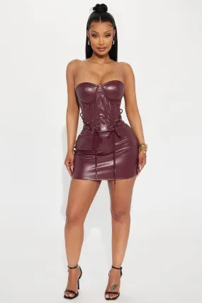 Can't Look Away Micro Mini Dress - Wine