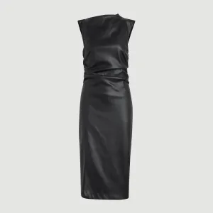 Channing Vegan Leather Wrap-Neck Dress (Petite)