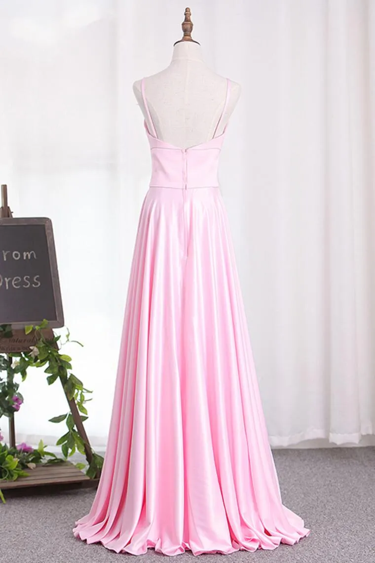 Chic A Line Cheap Prom Dress Sleeveless Satin Evenng Dress ER2042