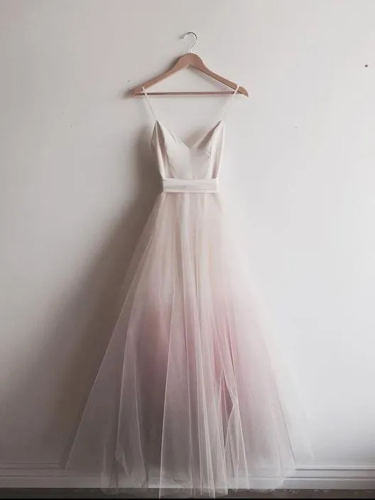 Chic Ombre Tulle Prom Dress Beautiful  Cheap Long Prom Dress #ER138