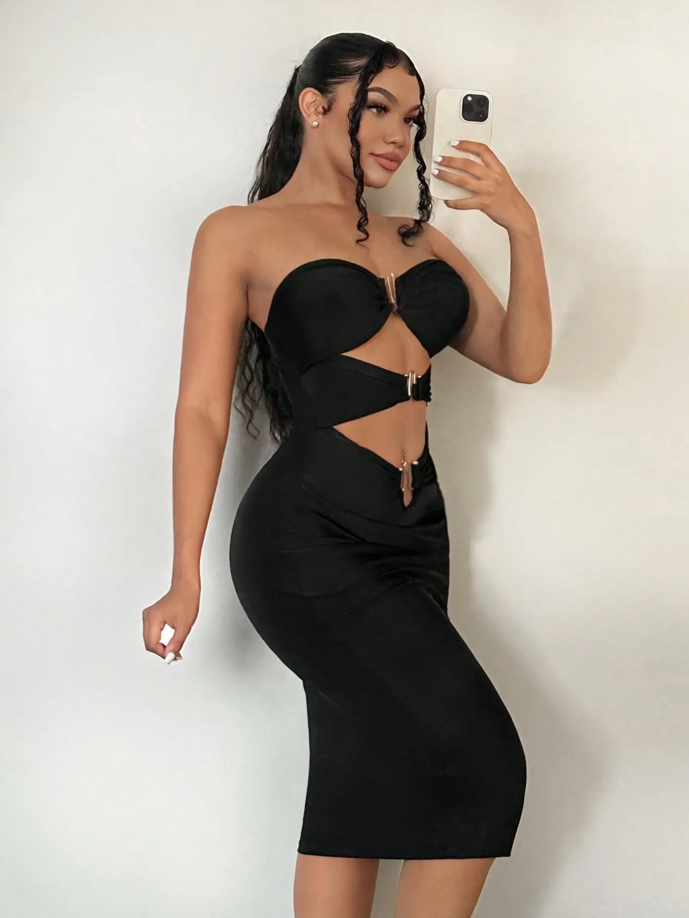 Cut Out Strapless Bodycon Dress