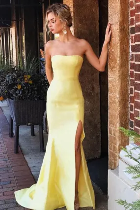 Daffodil Strapless Long Party Dress Sexy Simple Mermaid Prom Gown