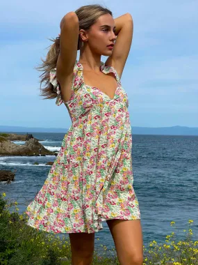 Delilah Floral Mini Dress- Pink/Green