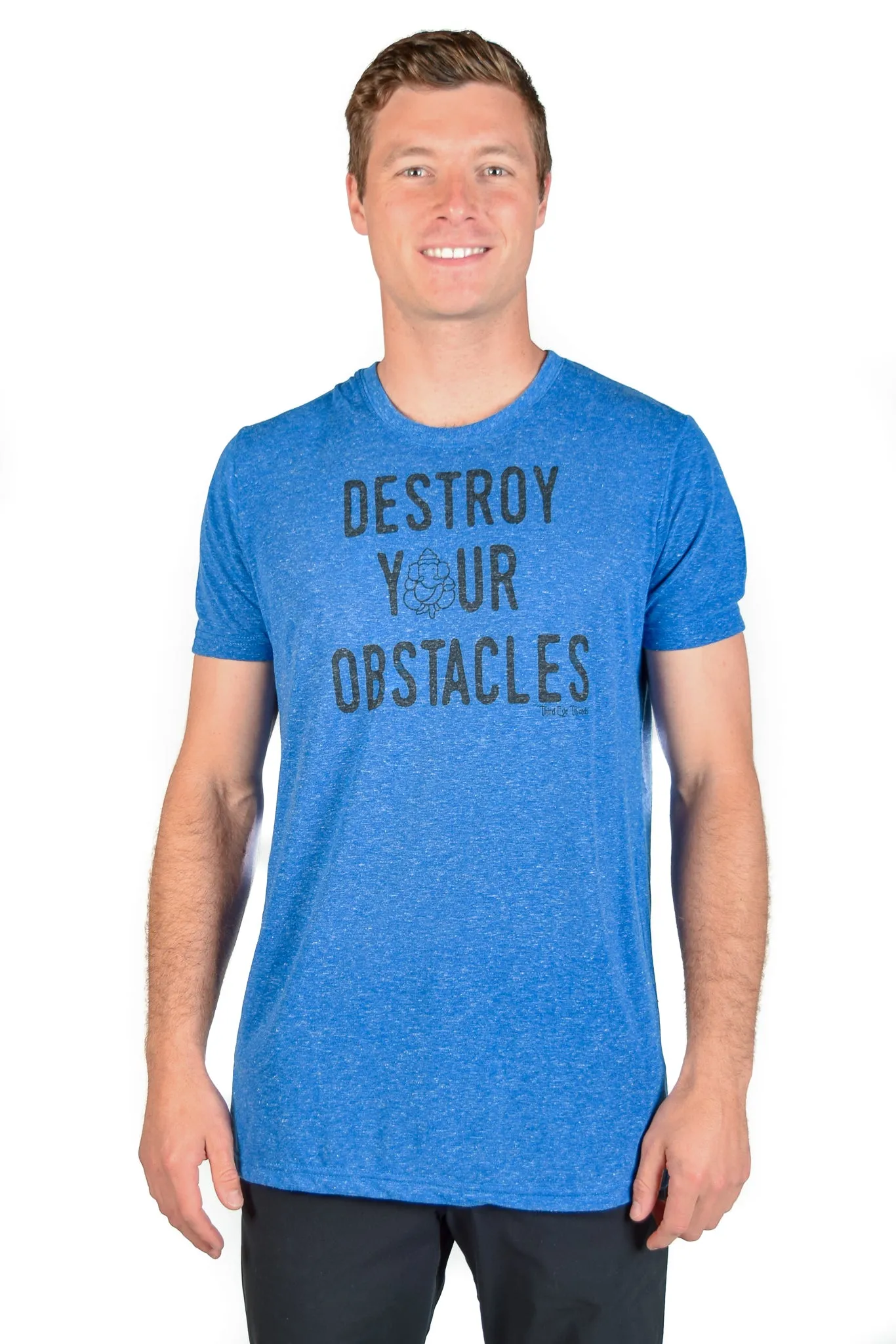 DESTROY YOUR OBSTACLES ON LINEN BLEND CREW NECK