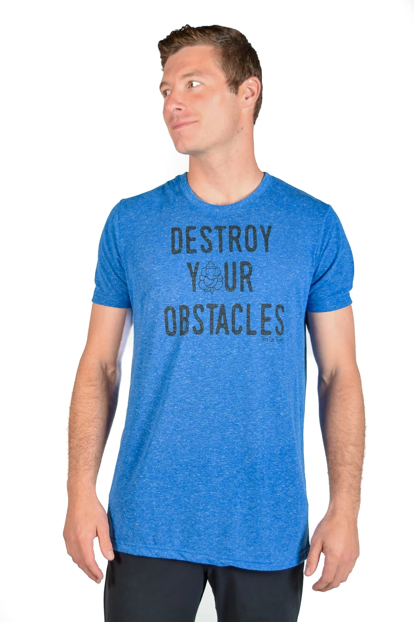 DESTROY YOUR OBSTACLES ON LINEN BLEND CREW NECK