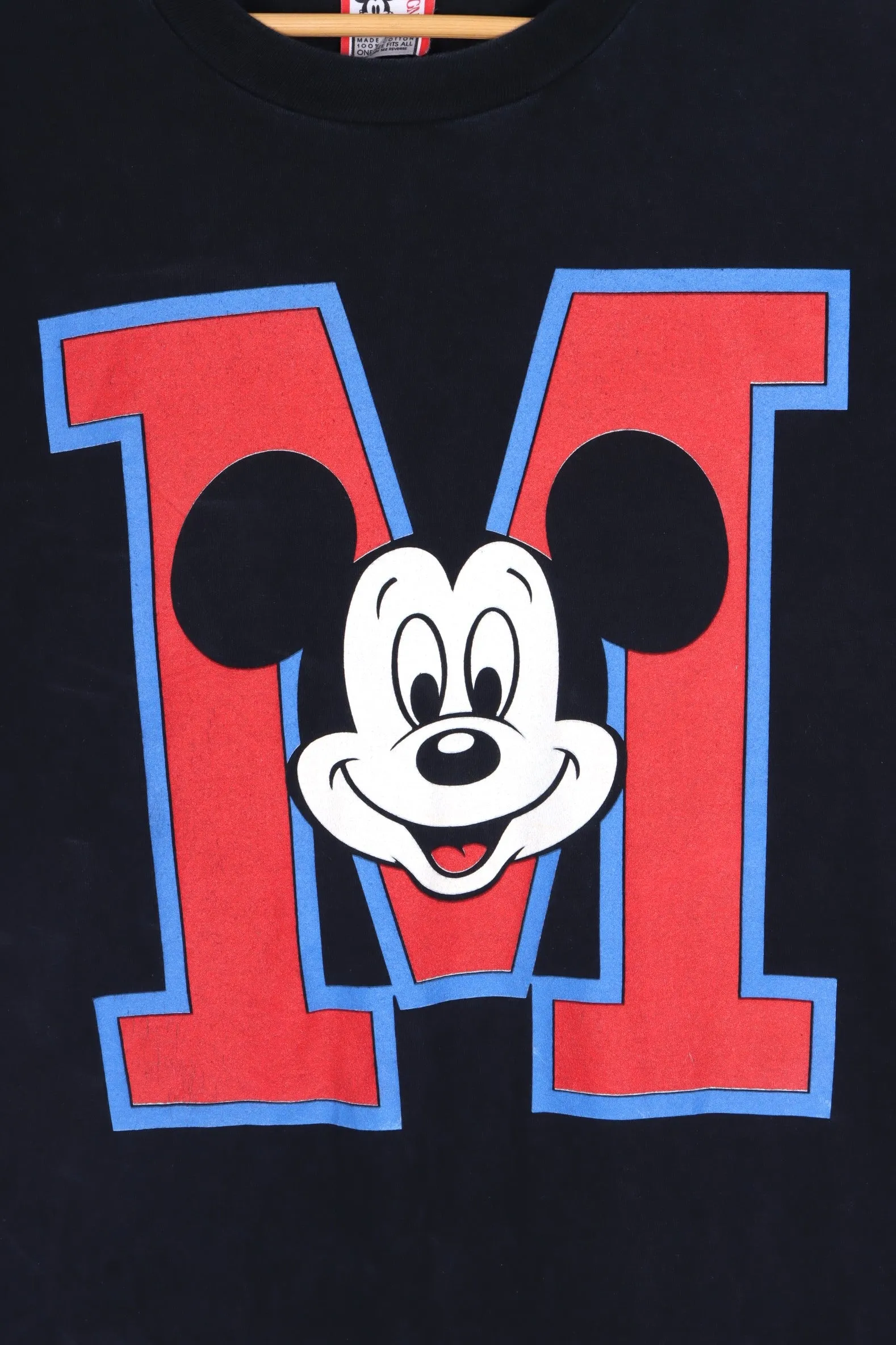 DISNEY 90s Classic Mickey Mouse 'M' Face T-Shirt USA Made (XXL)