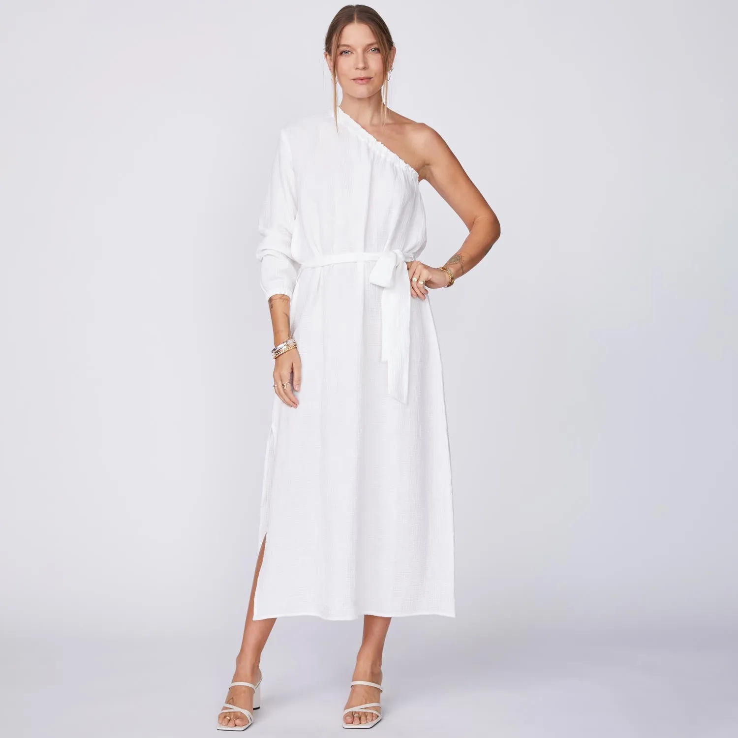 Gauze One Shoulder Dress