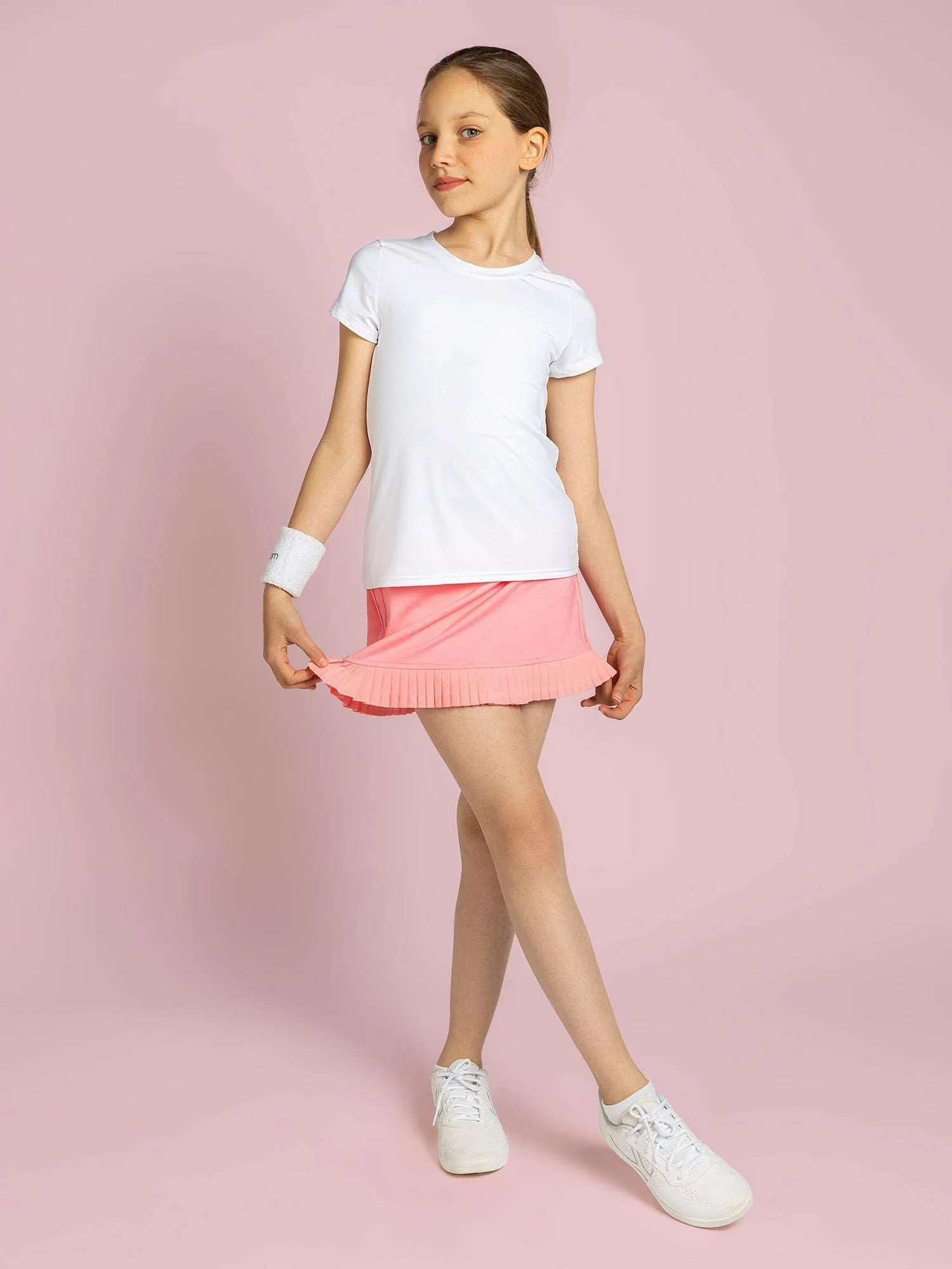 Girls Classic Tennis Pleated Skirt - Plumeria