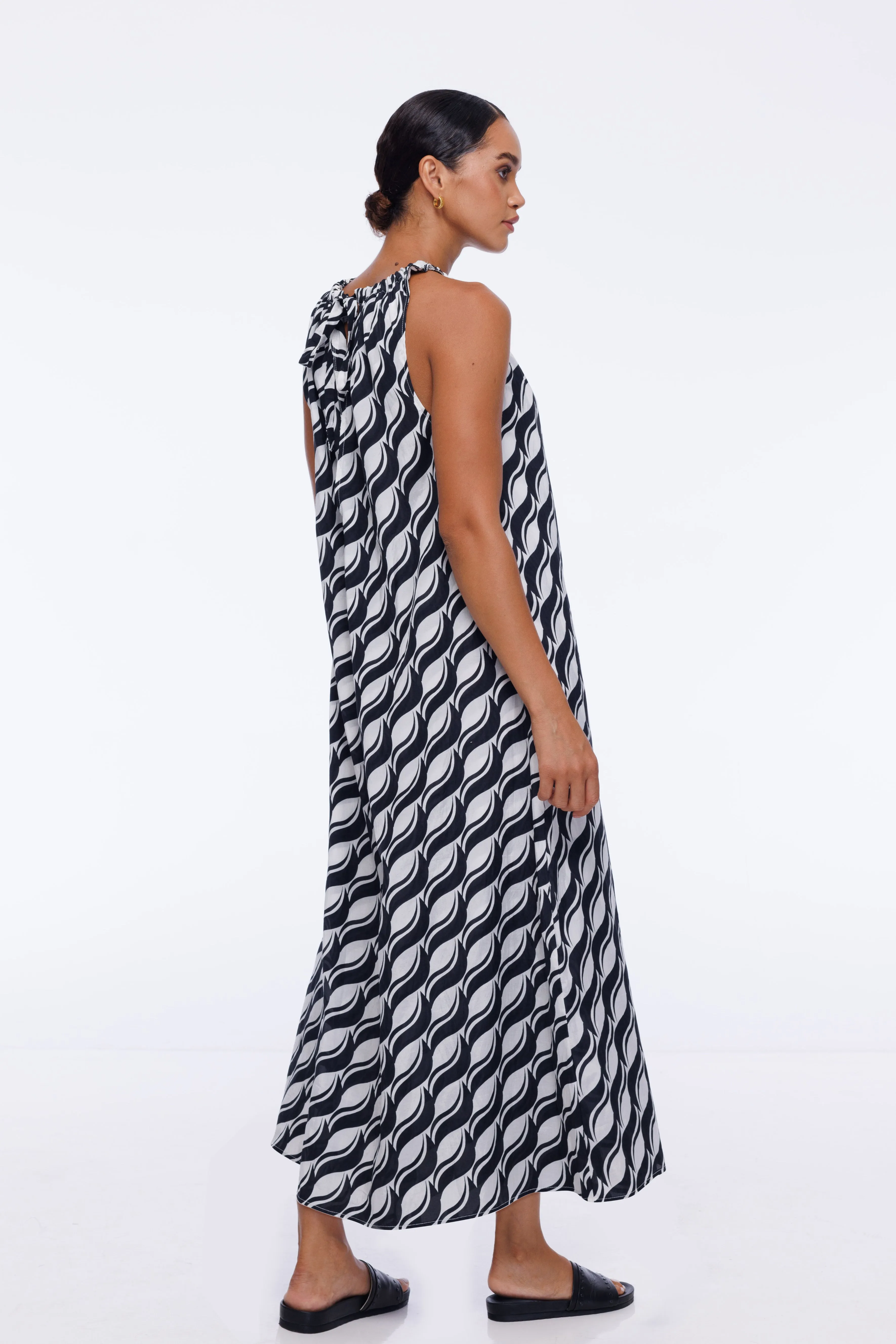 Glamour Dress -  Black/White Large Geometric Print