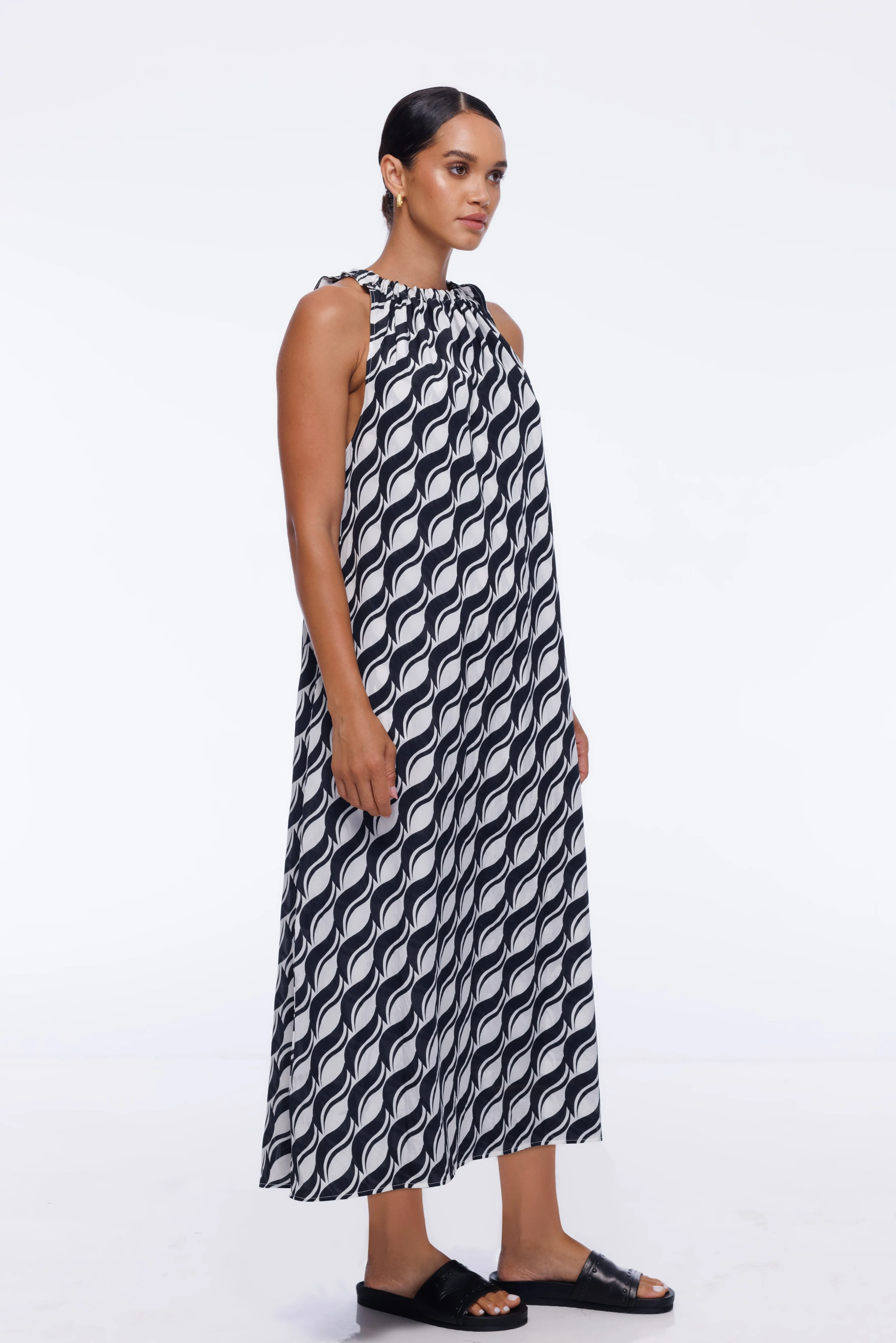 Glamour Dress -  Black/White Large Geometric Print