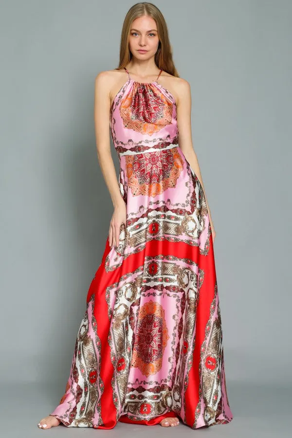 Halter Print Maxi Dress