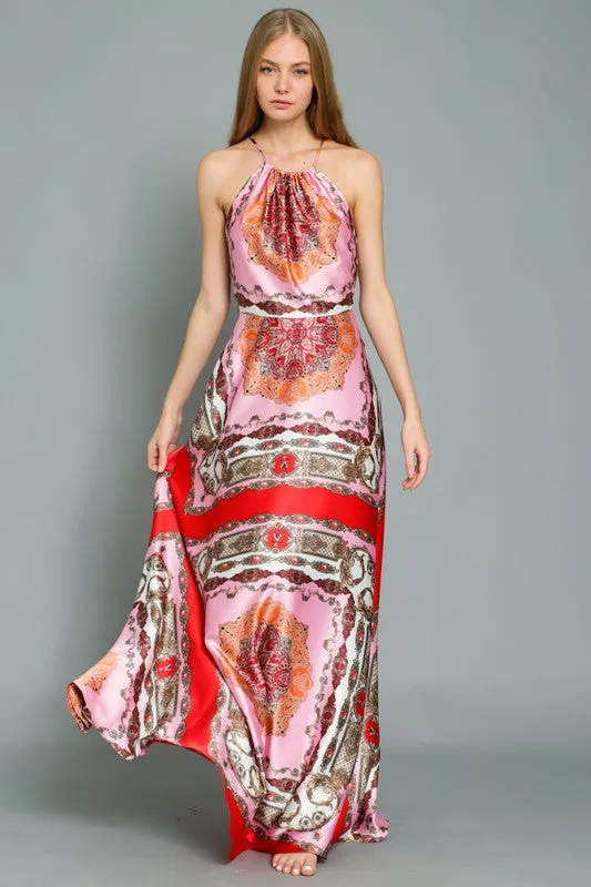 Halter Print Maxi Dress