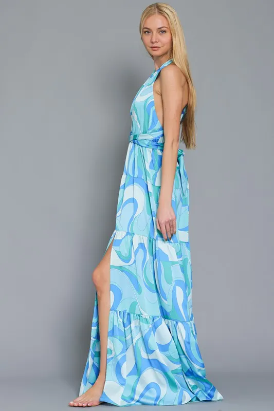 Halter Print Maxi Dress